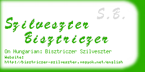 szilveszter bisztriczer business card